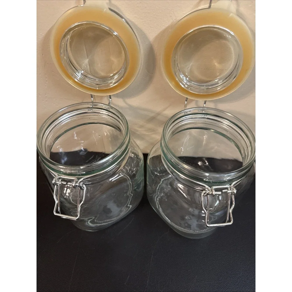 Glass Clamp Lid Jars W/Seals.  Great For Kitchen Storage Set Of 2